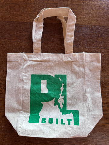 PL Built Tote Green Logo on both sides- cotton natural canvas                      8”W x 10”H    12” Handles