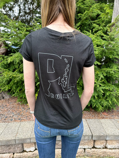 New! Women’s Black Out Line PL Built t-shirt