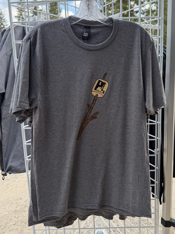 Adult Grey PL Built Tee with Marshmallow design on front