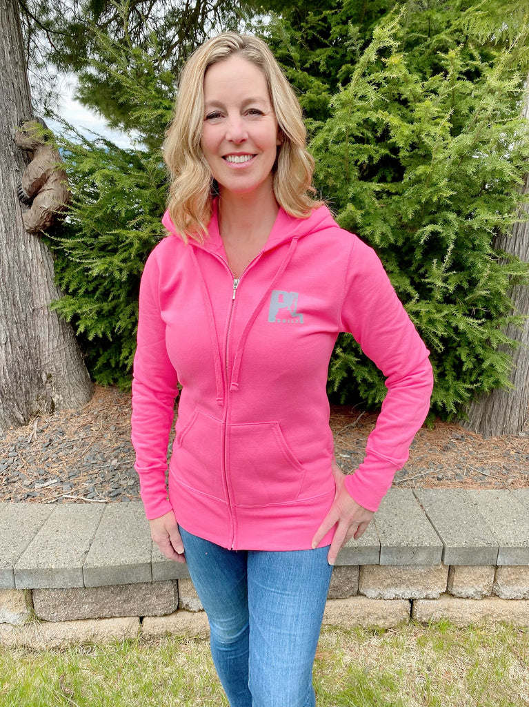 Ladies pink zip up hoodie hotsell